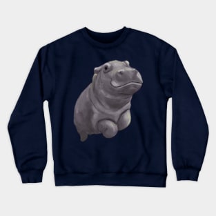 Cute Swimming Baby Pygmy Hippo Crewneck Sweatshirt